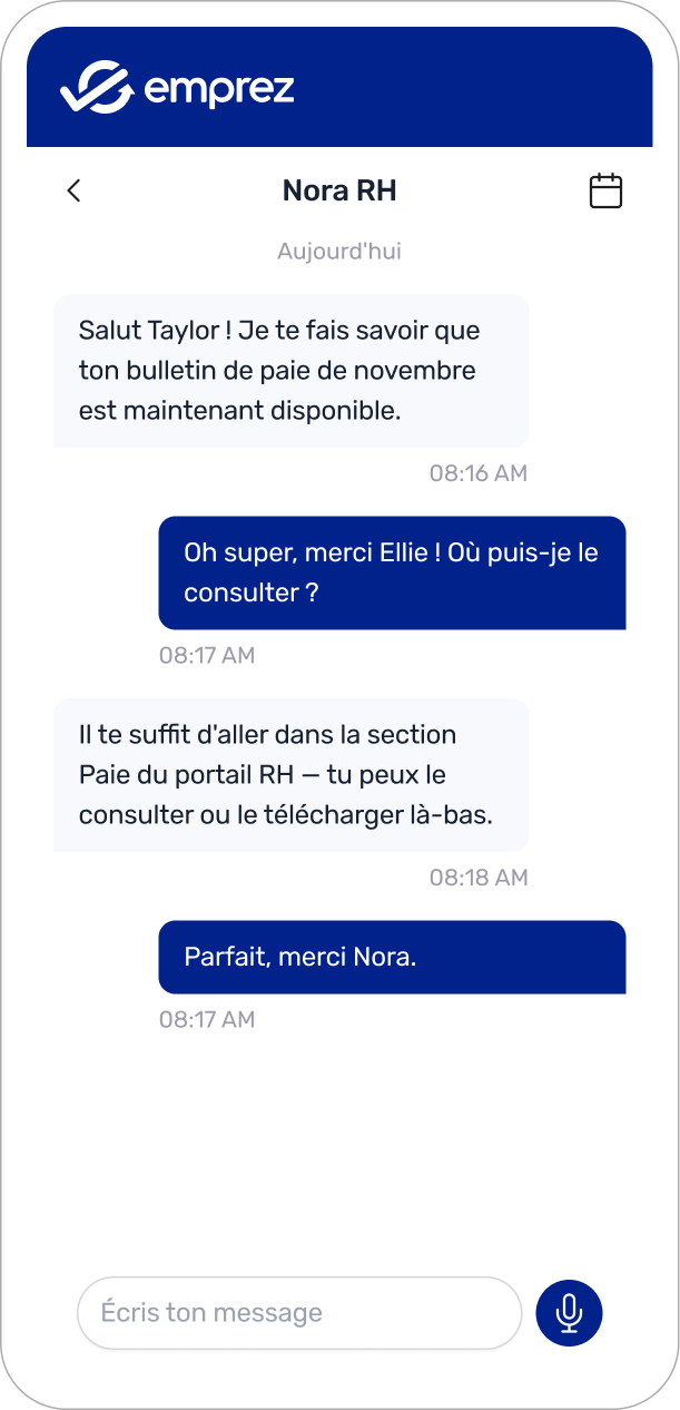 Application de messagerie mobile pour employés